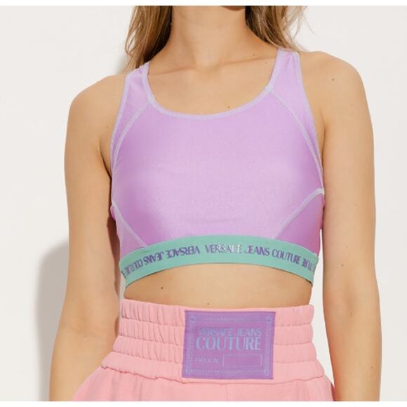 Versace JEANS COUTURE Visible Stitching Sports Top Lilac - Picture 6 of 11